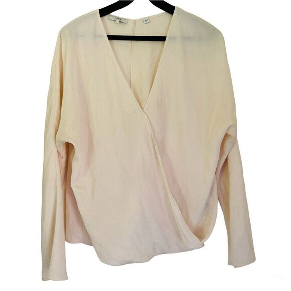 Vince Crossover Surplice Drop Shoulder Blouse Chiffon Top Size Large - Picture 2 of 8